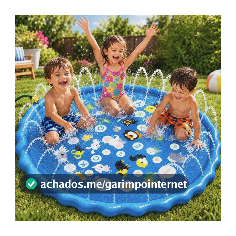Piscina Com Chafariz Brinquedo Tapete Inflavel Pulverizador Azul