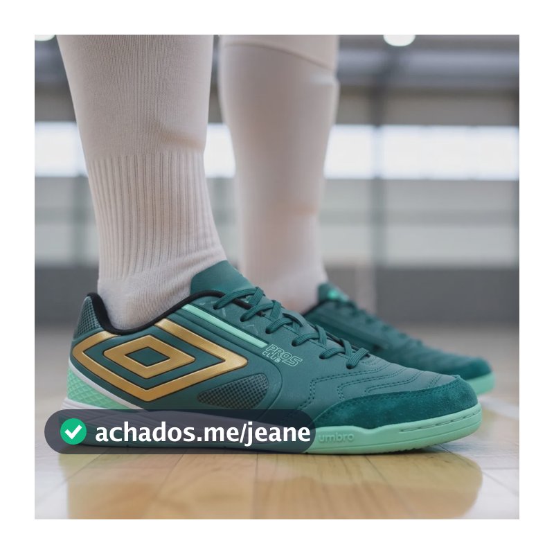 Chuteira Futsal Umbro Pro 5 Bump Club Edição Bright Emerald Petróleo-preto-verde 40 Br