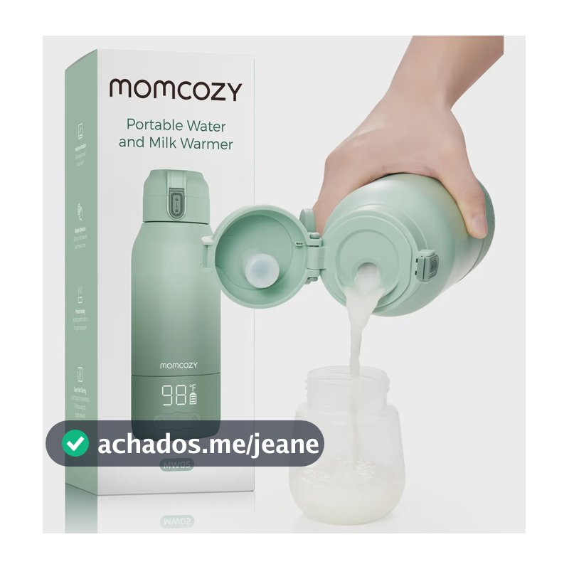 Aquecedor de leite de viagem portátil Momcozy - 2 modos para leite materno e água, 500 ml, bateria de longa duração para leite e água para uso diário