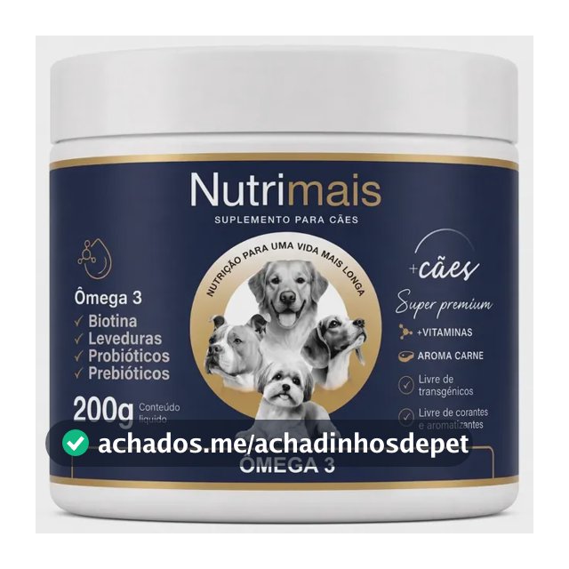 Suplemento Cães Ômega 3 + Biotina Nutrimais Pele e Pelo 200g