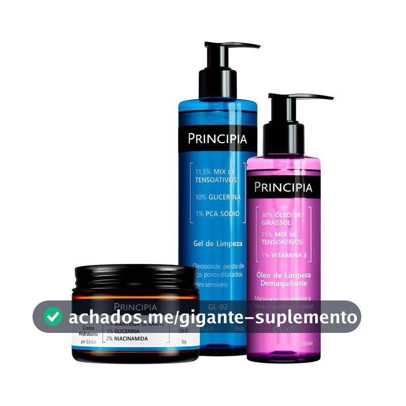 Principia Kit Limpeza E Hidratação Ch-01 + Ol-01 + Gl-02 Todo Tipo De Pele Dia/noite