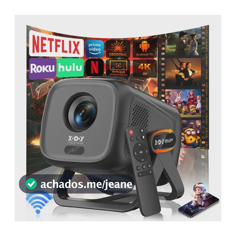 Smart Projetor C Suporte 1080p Android 11 Led 21000lm Wifi 6 Função De Foco Automático Em Tempo Real Incluindo Suporte Ajustável De 135°