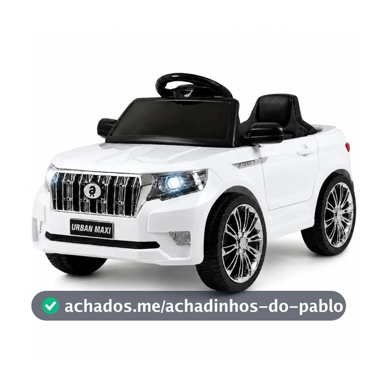 Carro Elétrico Infantil Controle Remoto Bateria 6v Marcha Frente/Ré Bluetooth Som Luz Urban Maxi Toys - BRANCO