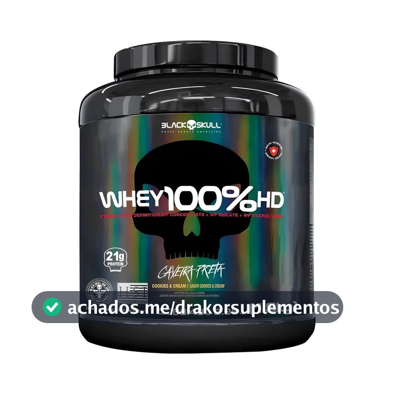 Whey 100% HD Pote 1.8kg Cookies and Cream Black Skull