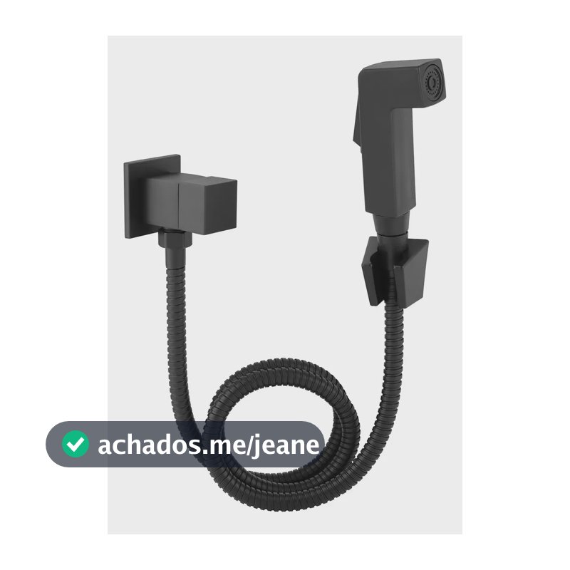 Ducha Higiênica Completa Preto Fosco Quadrada Em Metal