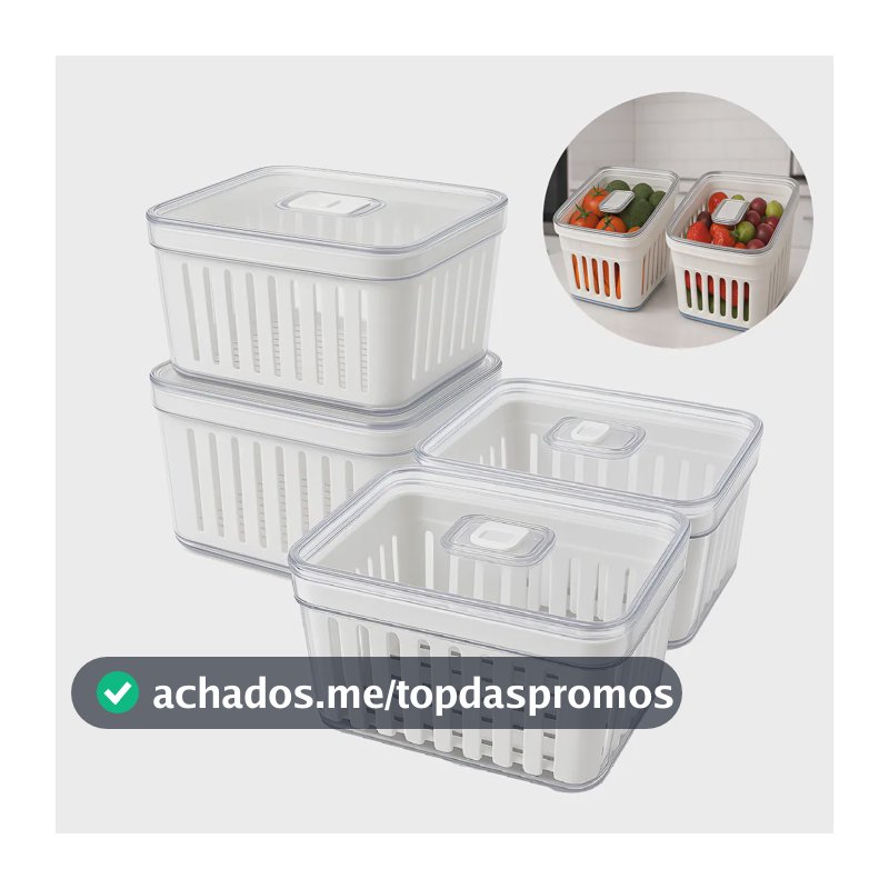 Kit 4 Potes Acrílico 3,8l Organizador Geladeira Rebirth