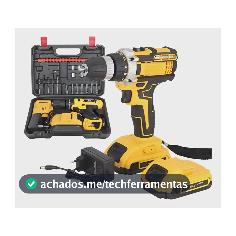 Parafusadeira Furadeira 48v 2 Baterias Bivolt Profissional Amarelo 127/220v 50hz/60hz