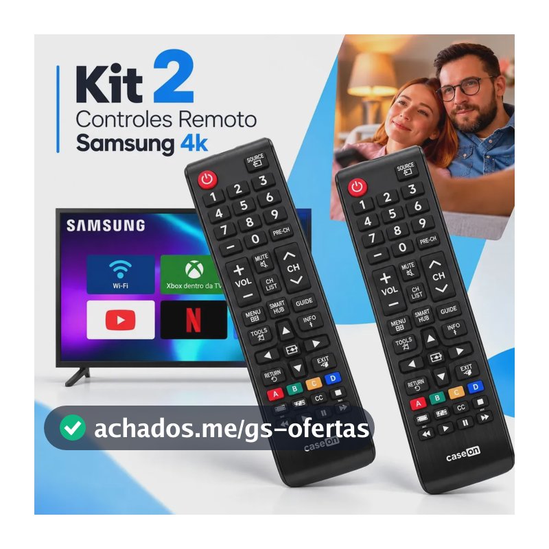 Kit 2 Controles Remoto Para Tv Samsung Smart Hub 4k Lcd Led Plasma