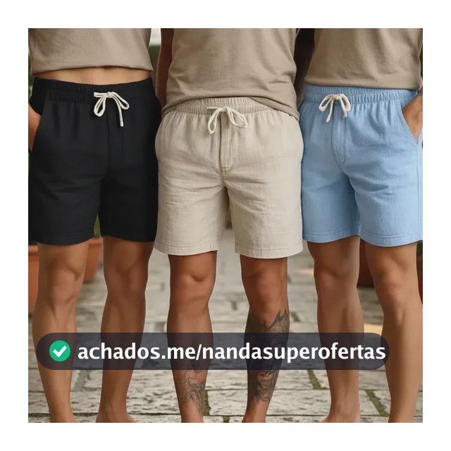 Kit 3 Bermuda Masculina Linho Premium Moda Verão Mauricinho