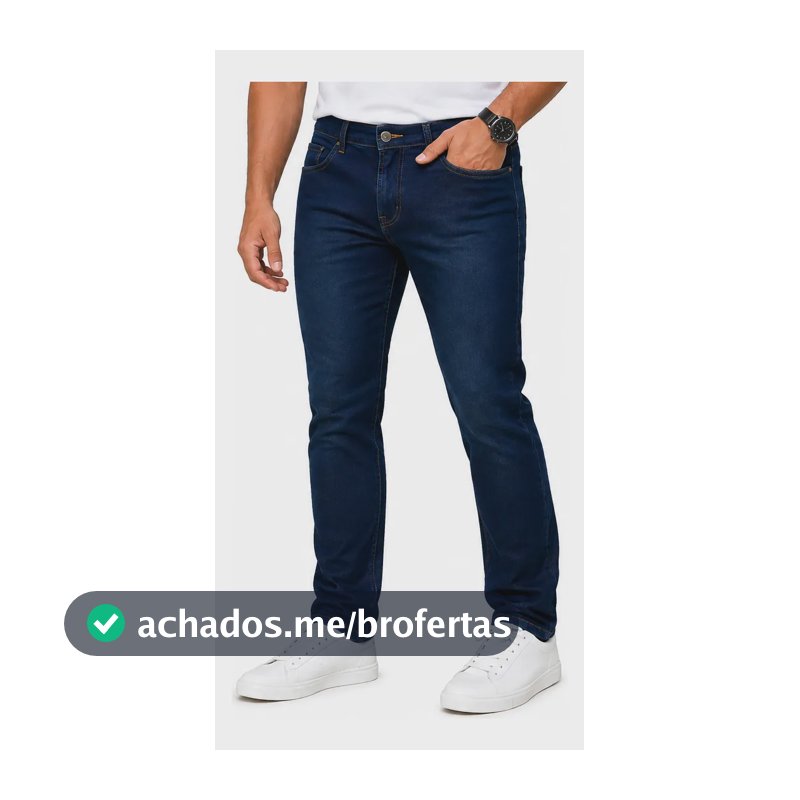 Calça Jeans Masculina Basica Tradicional Premium Lycra Azul Liso 48