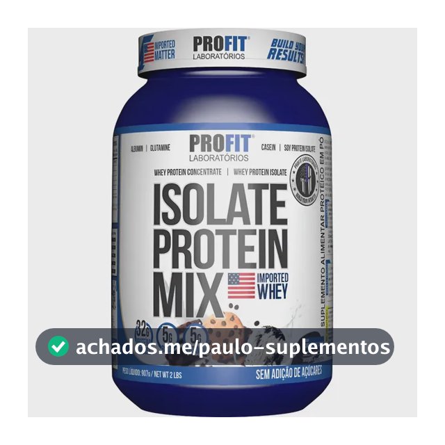 Whey Protein Isolado Mix Pote 907g - Profit Sabor Cookies & Cream
