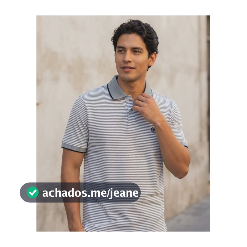 Camisa Polo Masculina Chaps Listrada Manga Curta M Preto Listras M
