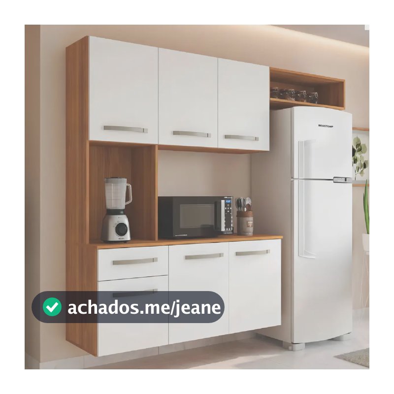 Cozinha Suspensa Belíssima 165cm Balcão Armário Multiuso Cor Freijó/branco