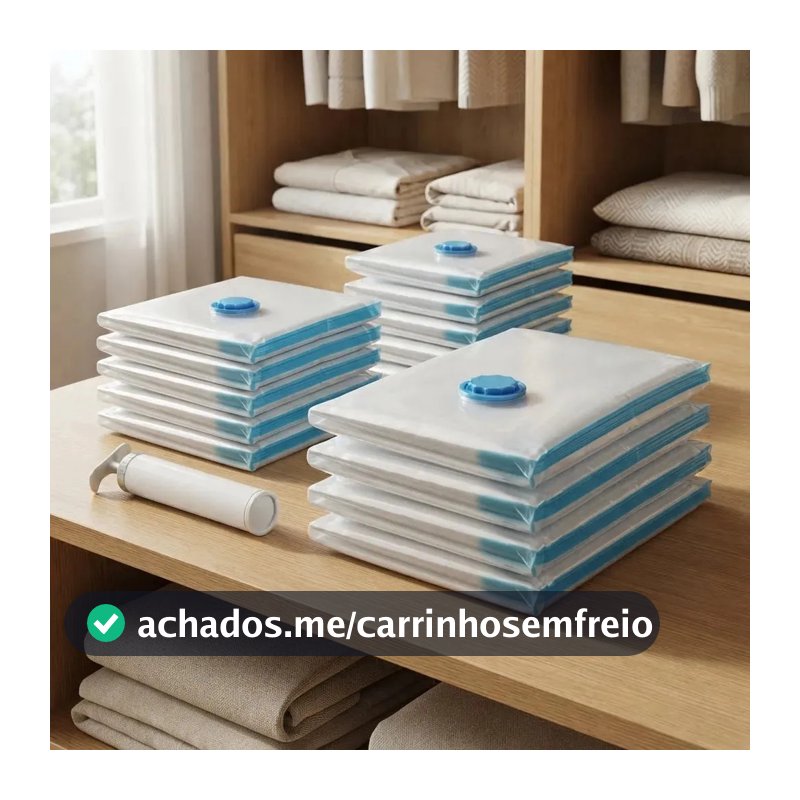 Magnow Pack Kit 10 Sacos a Vácuo com Bomba Manual, Tamanhos 50x60, 60x80 e 70x110, para Viagem, Mala, Guarda-Roupa, Edredom e Casaco