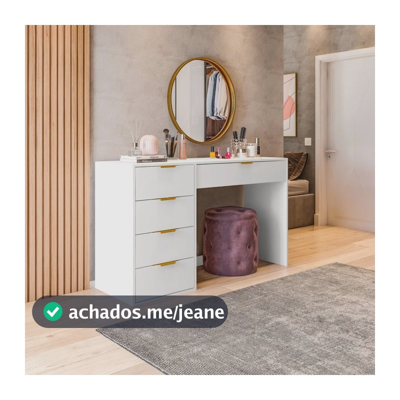 Penteadeira Com Porta Objetos E 5 Gavetas Vita Branco Dgwt Branco