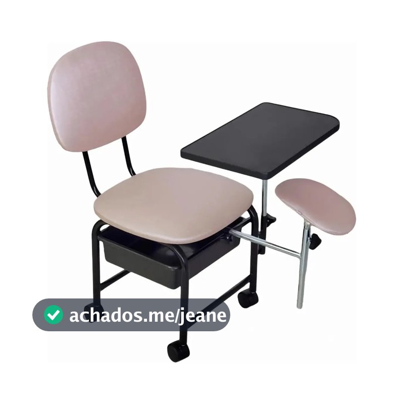 Cadeira Manicure Cirandinha For-ty com Apoio e Gaveta Rose com Rodinhas