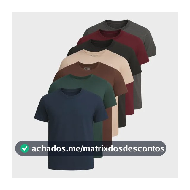 Kit 7 Camisetas Basica Lisa Algodão Premium Masculina