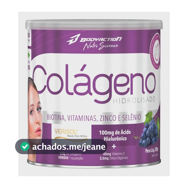 Colágeno Hidrolisado Tipo 1 Acido Hialuronico Biotina 200g Sabor Uva