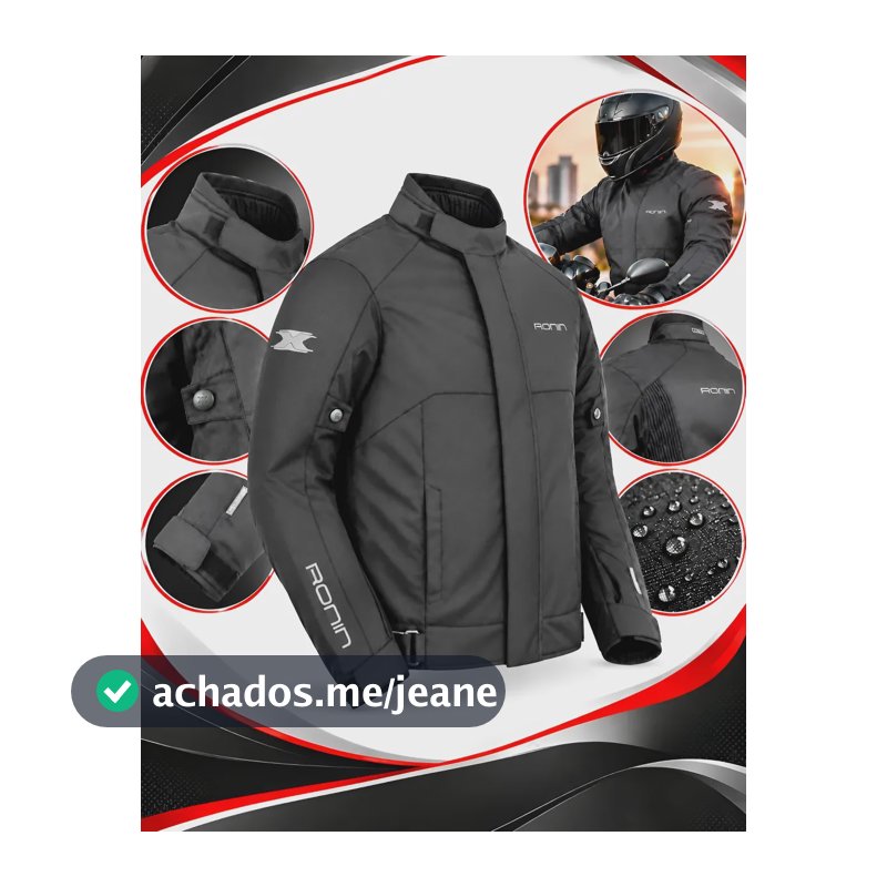 Jaqueta Motoqueiro Masculina Texx Ronin V2 X11 Impermeável Preto Liso S