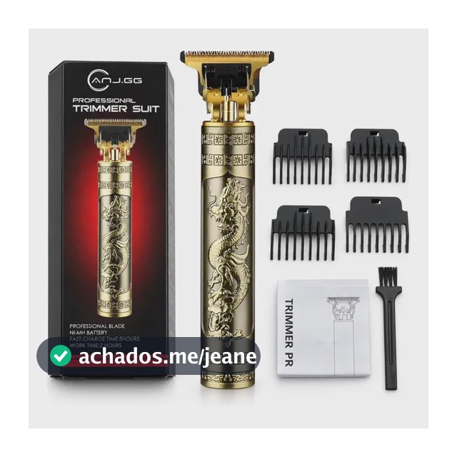 Anj.gg Máquina Barbear Profissional; Maquininha Dragão Dourado Recarregável; Cortar Cabelo; Acabamento; Barba; Pé Dourado-escuro 127/220v