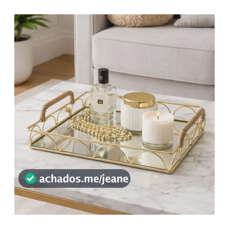 Bandeja Decorativa Grande Para Bar Café Dourada Espelhada Dourado-escuro