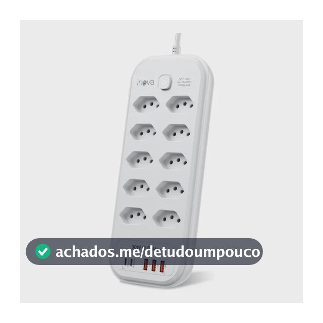Filtro De Linha Régua Extensão 10 Tomadas Com 3 Usb E 2 Pd Branco 127/220v