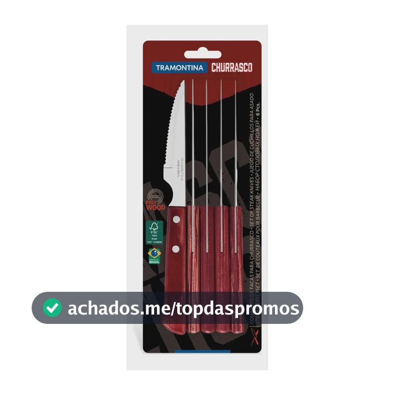Conjunto Facas Para Churrasco Tramontina Vermelho 6pçs Vermelho