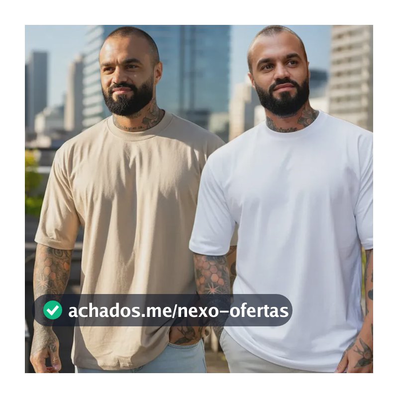 Kit 2 Camisetas Oversized Masculina Lisa Algodão 1 Branca 1 Offwhite G1