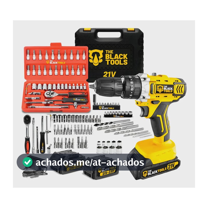 Furadeira Parafusadeira De Impacto 2 Baterias 21v + 46 Peças Amarelo 110v/220v 60hz