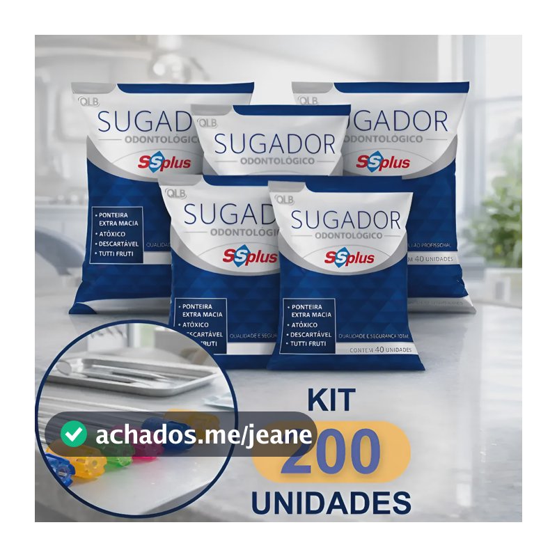 Sugador Dentista Descartável Com 200 Un Multicolor Anvisa