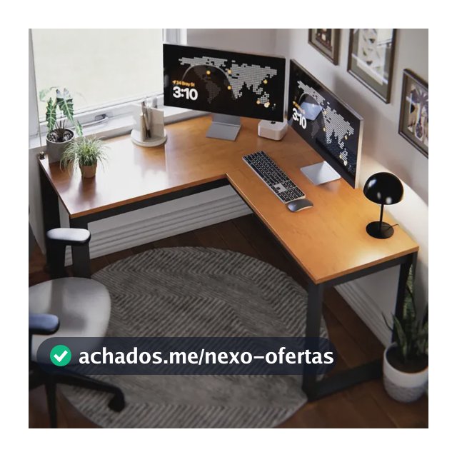 Escrivaninha Industrial Em L Berlim Mesa Escritório Home Office Para Estudo De Canto Em MDF Cor Canela Preto