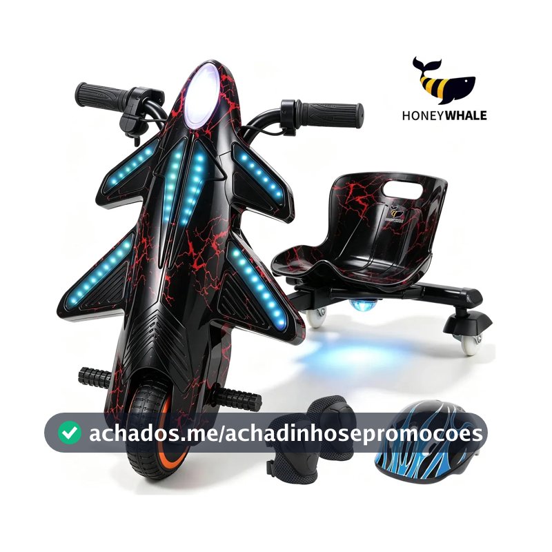 HONEYWHALE 008C Triciclo Drift Elétrico Bateria Infantil, 250W-36V-15KM/H, 60 Min Tempo de Uso, Com Som Bluetooth E Rgb LED, Carro Eletrico Para Crianças de 5 a 8 Anos, Meninos Meninas, Brinde, Preto