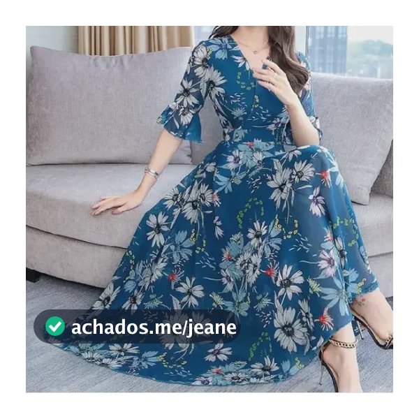 Vestido Midi Com Decote Em V Floral