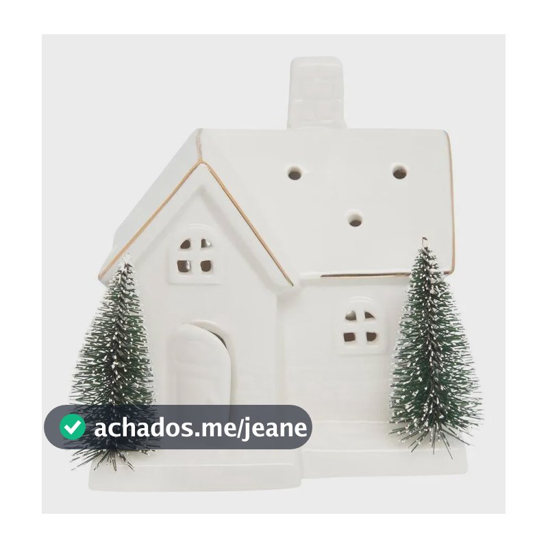 Enfeite De Natal Casinha Led Home Style Family 12 Cm Branco Casinha