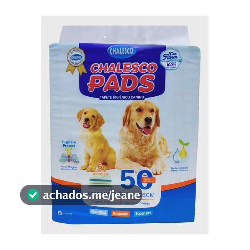 Tapete Higiênico Para Cães 60x55cm 50 Unidades Chalesco Pads