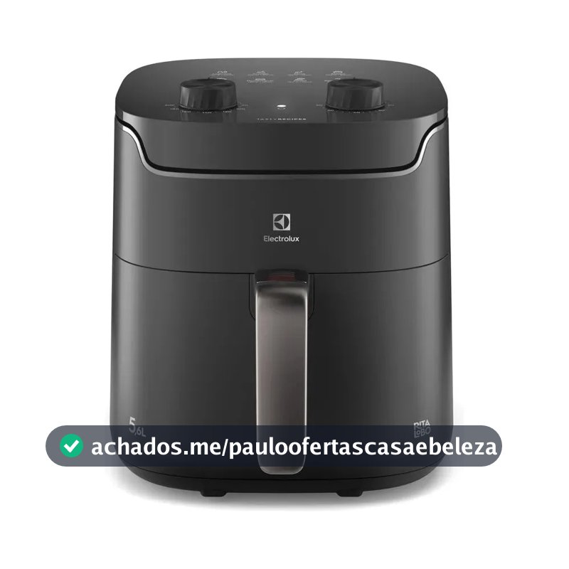 Air fryer Fritadeira Elétrica Electrolux sem oleo Rita Lobo 5,6L 8 receitas pré-sugeridas timer 60 minutos desligamento automático cesto removivel dupla camada antiaderente 1400W EAF40 Cinza