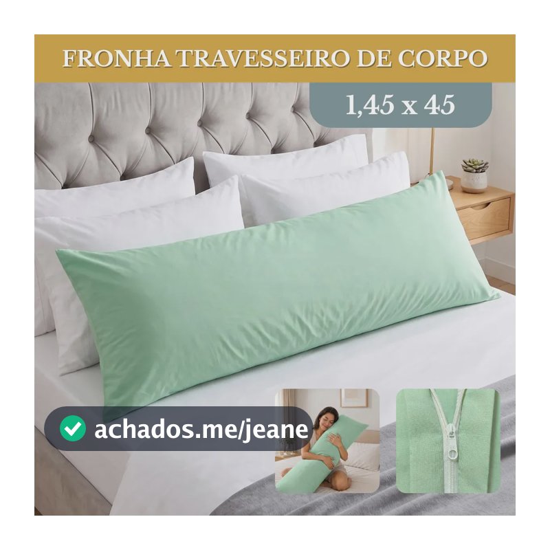 Fronha Para Travesseiro De Corpo Xuxao 145x45 Macia Com Ziper Traseiro Tecido Respiravel Conforto E Durabilidade