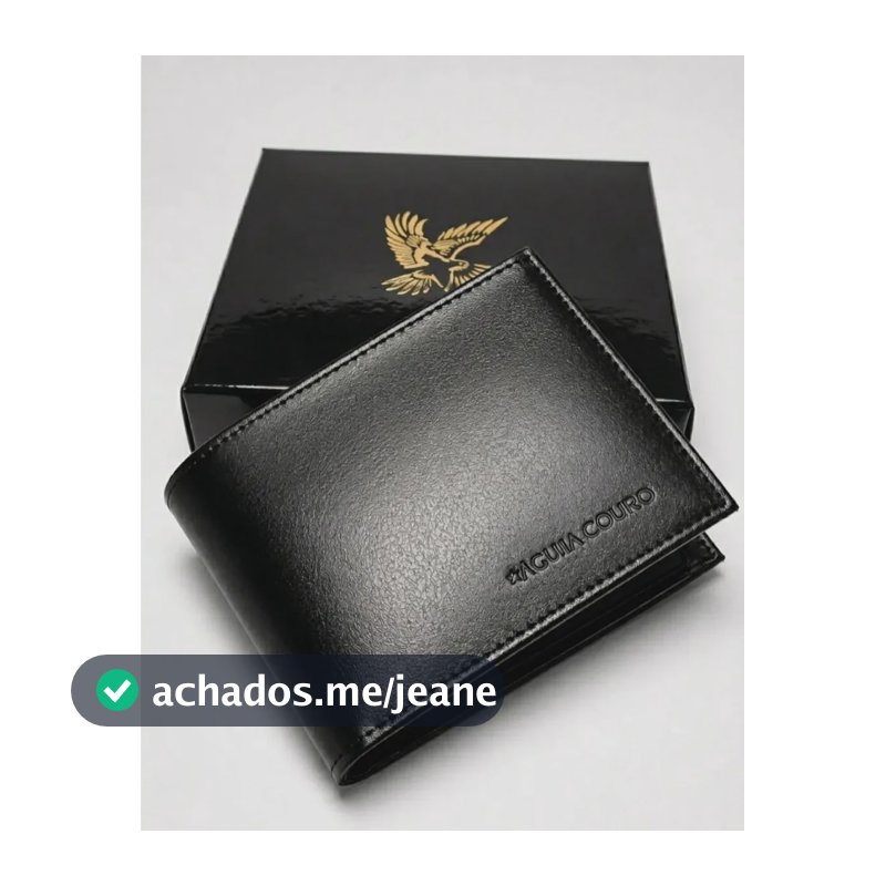 Carteira Masculina Águia Couro 100% Legítimo Porta Moedas Preto Liso