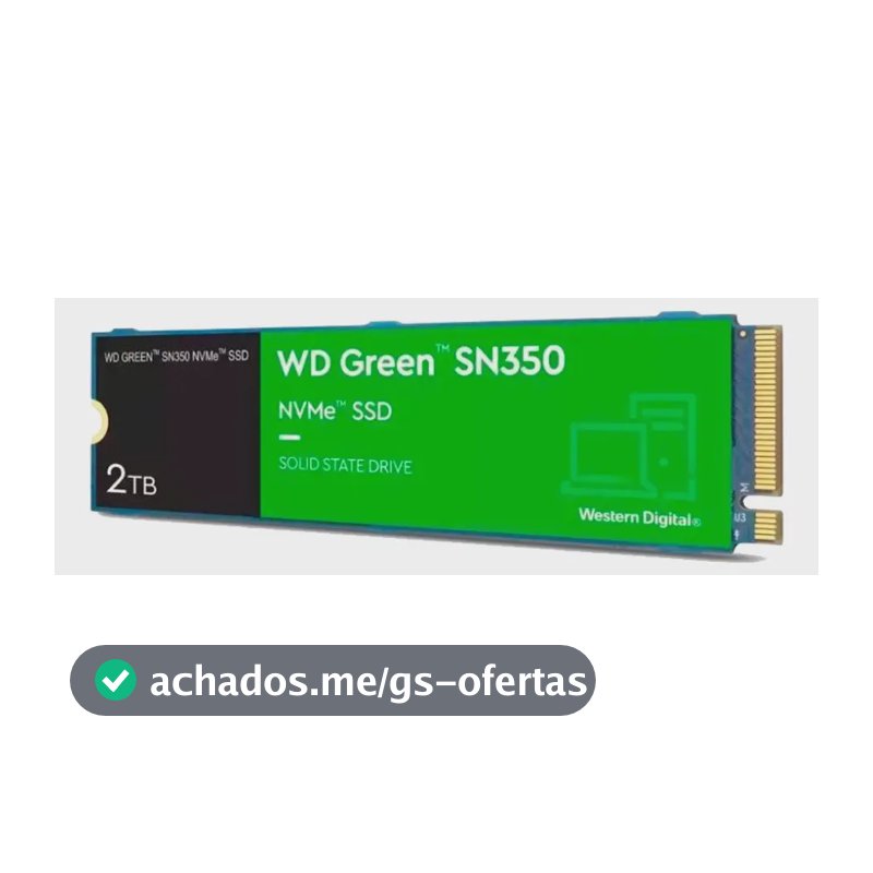 Ssd 2tb M.2 2280 Nvme Pcie Gen3 Western Digital WD Green SN350 Wds200t3g0c Velocidade De Leitura Até 3200mb/s Cor Verde Disco Sólido Interno
