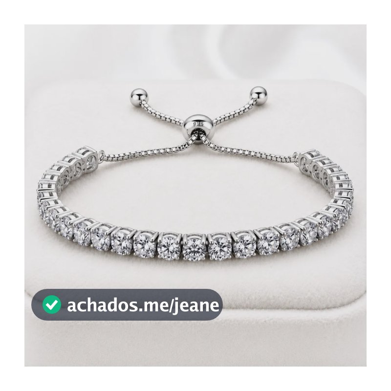 Pulseira Cravejada Zircônia Fecho Gravata Folheada Prata 925 Prateado 25 Cm