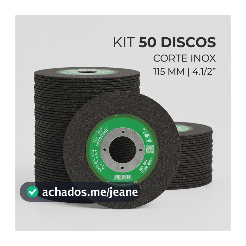 Disco De Corte Para Aço Inox 4.1/2 - 50 Unidades Preto