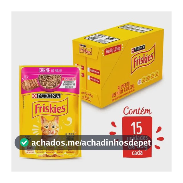 Ração Úmida Sachê Friskies Gato Adulto Carne ao Molho 85g kit c/ 15un