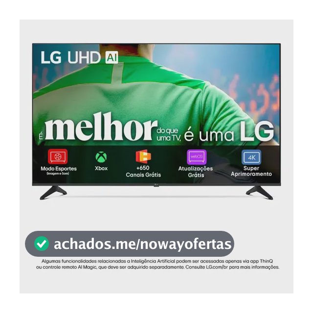 Smart TV LG UHD AI UA75 50 polegadas HDR10 Pro Processador α7 AI Ger8 webOS 25