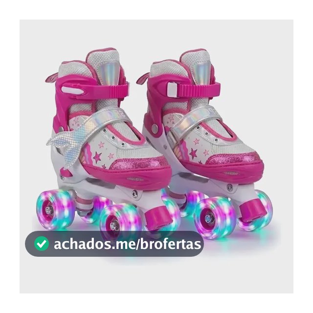 Patins Quad Infantil Ajustável 4 Rodas Com Luz Led