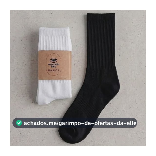 Kit 3 Meias Cano Alto Canelada - Mercado Livre Basics Multicolorido 1 Liso 34-39