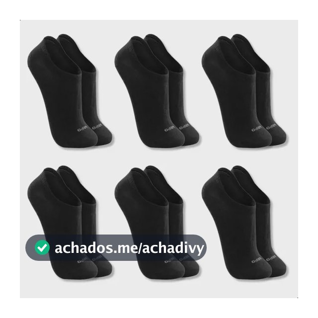 Kit 6 Pares Meias Soquete Invisível Lupo Algodão Unissex