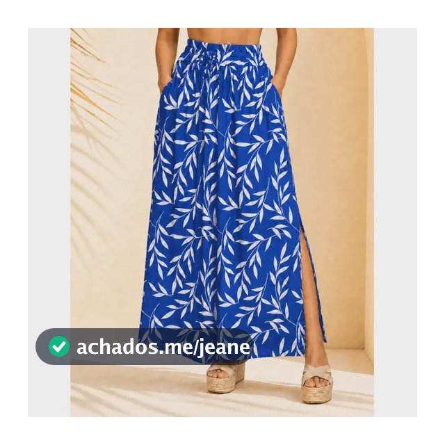 Saia Longa Viscolinho Lisa Estampada Listrada Fenda Bolso