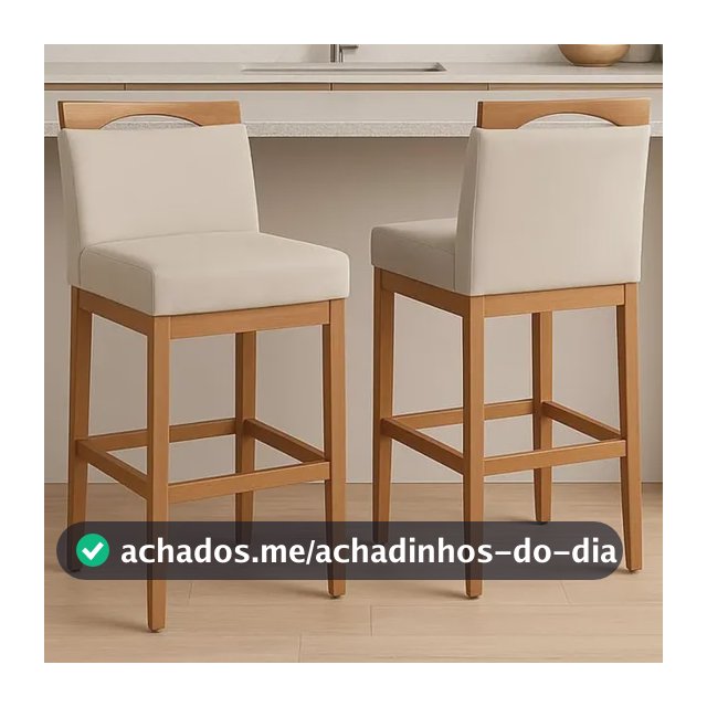 2 Banqueta Alta Para Balcão Com Encosto Madeira Estofada