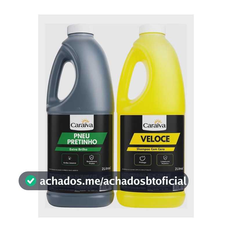 Kit Lavagem Automotiva Caraíva Shampoo Com Cera 2L + Pneu Pretinho Extra Brilho 2 Litros Biodegradável