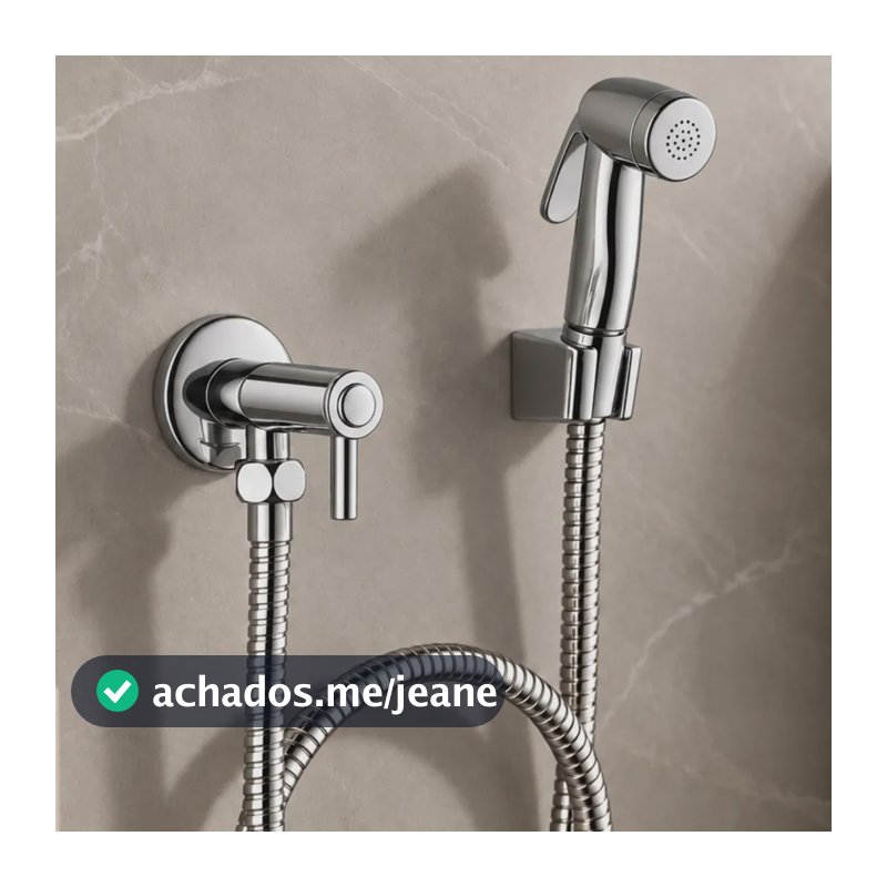 Ducha Higiênica Chuveirinho Cromada Registro 1/4 Volta 1,2m Em Abs De Cor Duchinha Pratica Luxo TKLA